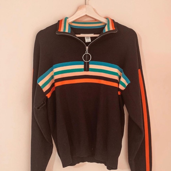 Urban Outfitters Navy Striped Half-Zip Sweater - Picture 2 of 2